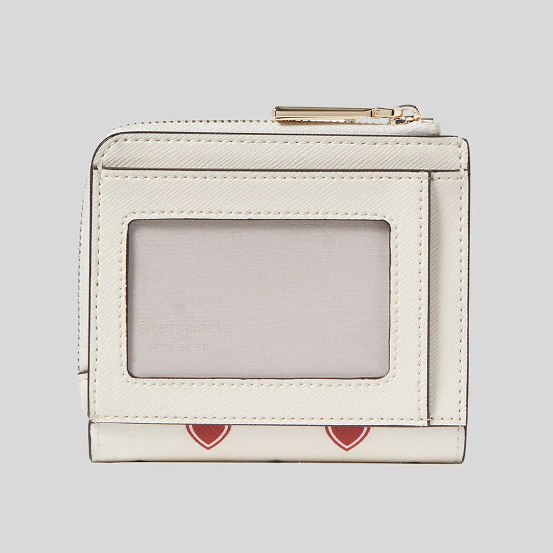 KATE SPADE Madison Heartfelt Geo Boxed Small L-zip Bifold Wallet Cream Multi KF346
