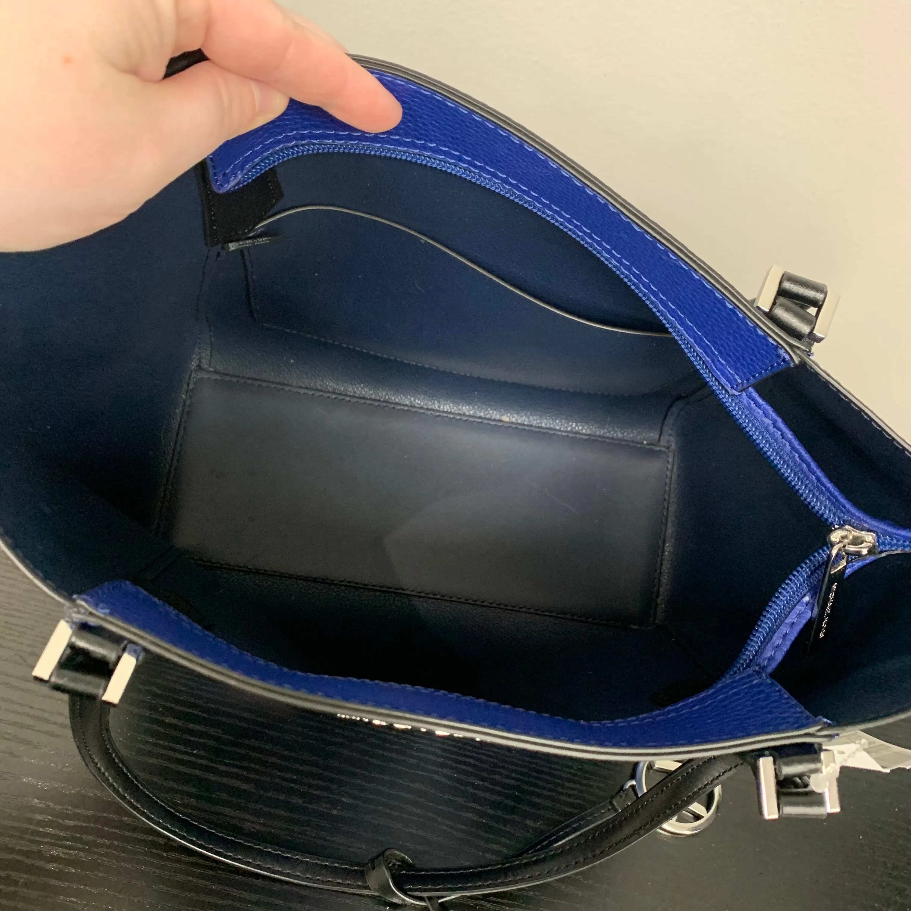 Michael Kors Bags Handbag Designer By Michael Kors In Black & Blue, Size:Medium