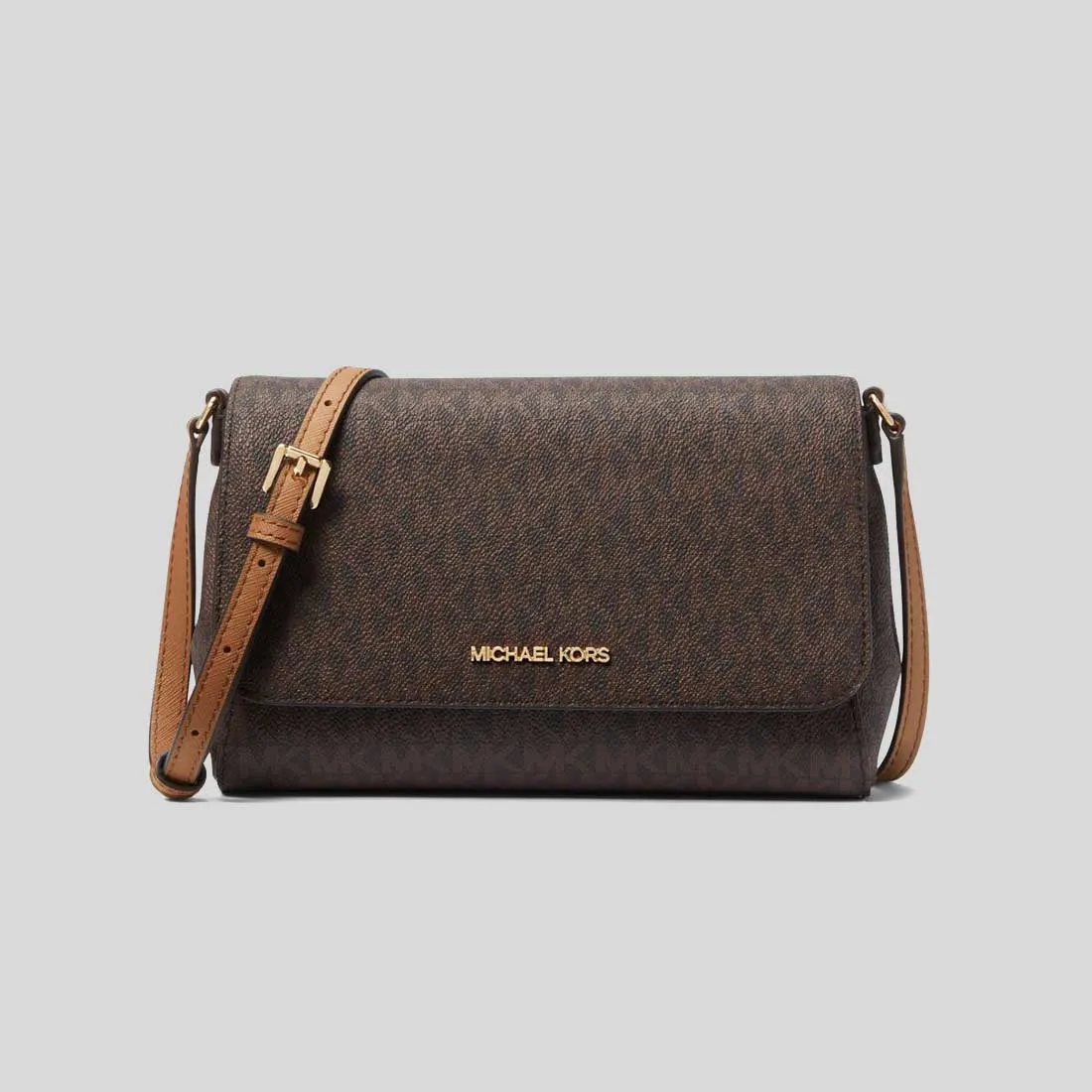 MICHAEL KORS Medium Logo Convertible Crossbody Bag Signature Brown 35H8GTTC6B
