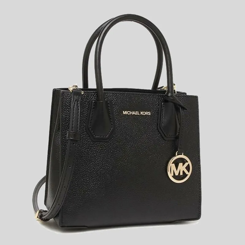 MICHAEL KORS Mercer Medium Pebbled Leather Crossbody Bag Black 35S1GM9M2L