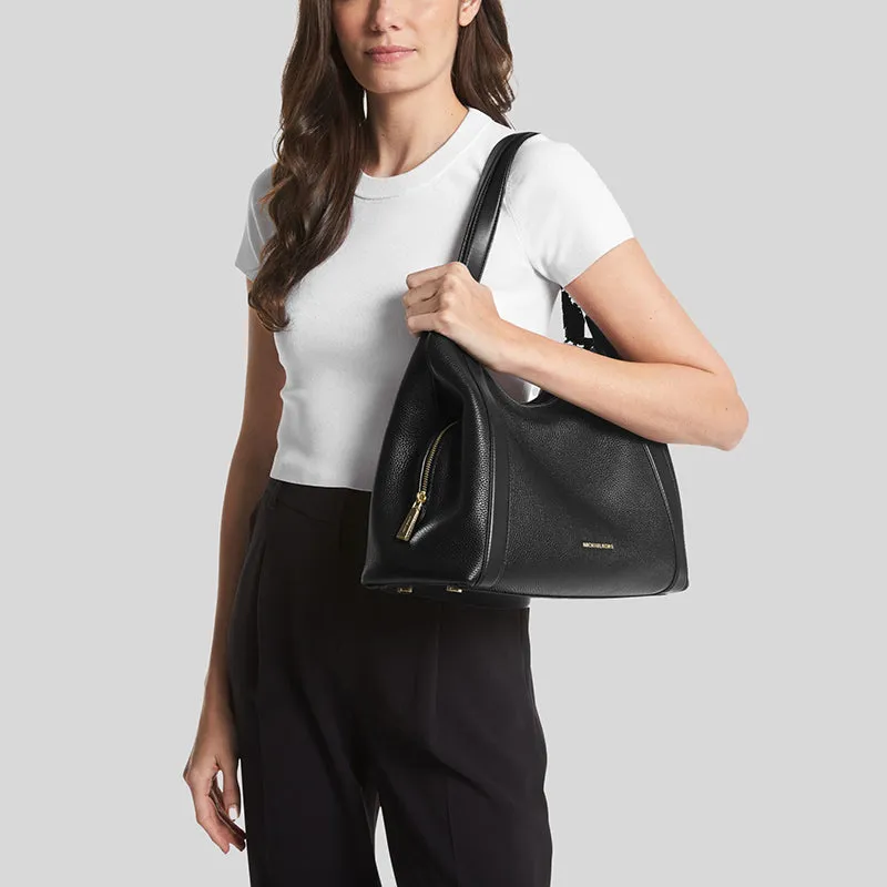 Michael Kors Rosemary Large Pebbled Leather Shoulder Bag Black 30S3G8DE3L