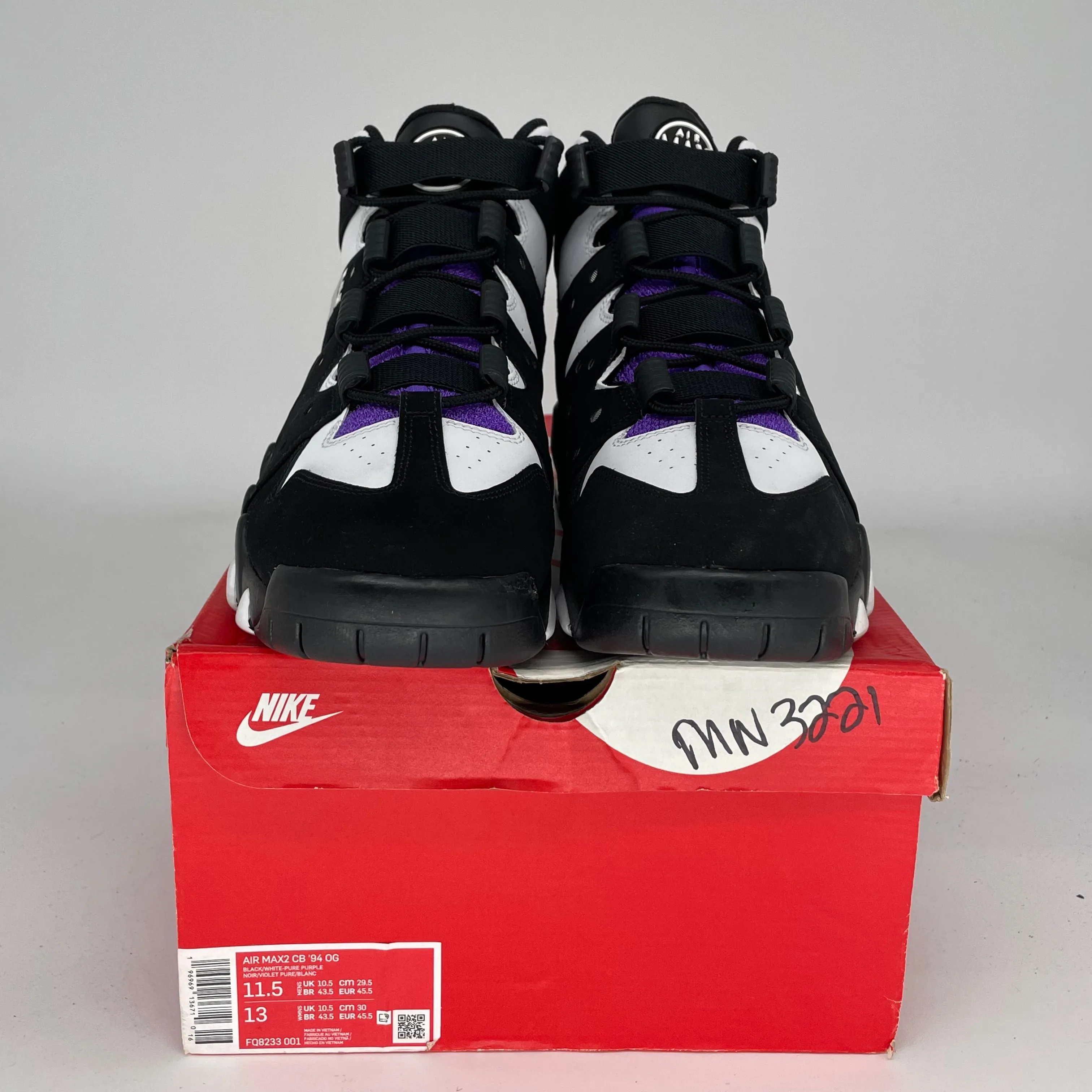 NIKE AIR MAX 2 CB 94 BLACK WHITE PURPLE SIZE 11.5 FQ8233-001