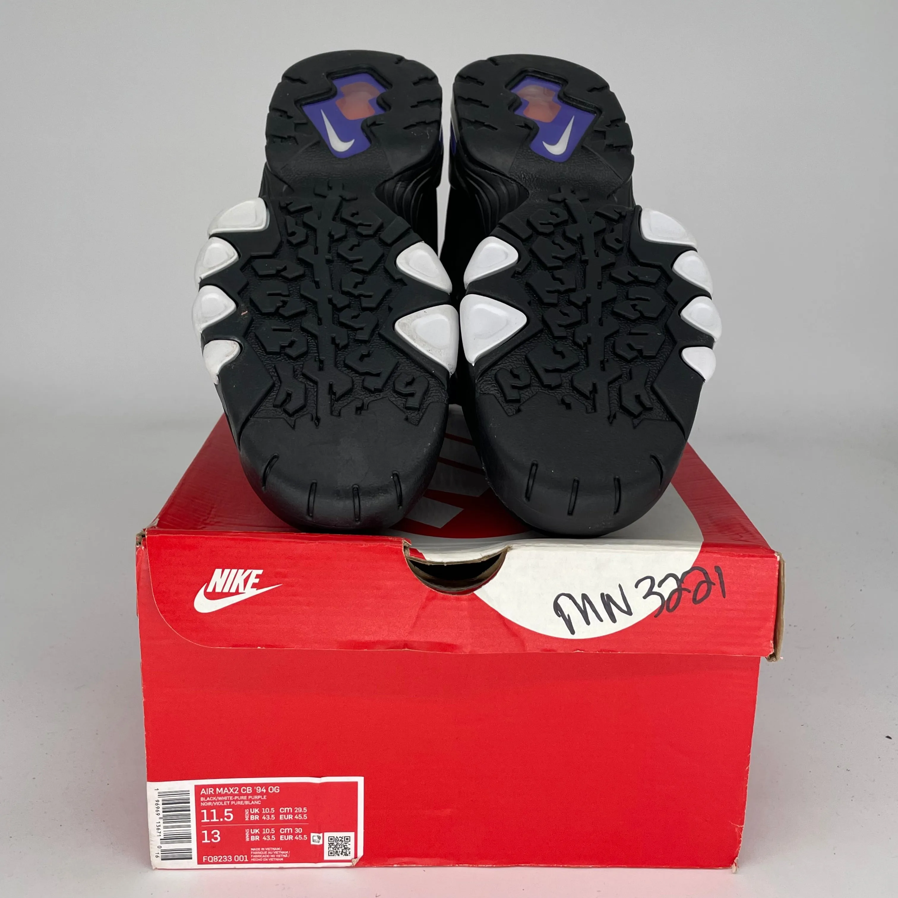NIKE AIR MAX 2 CB 94 BLACK WHITE PURPLE SIZE 11.5 FQ8233-001