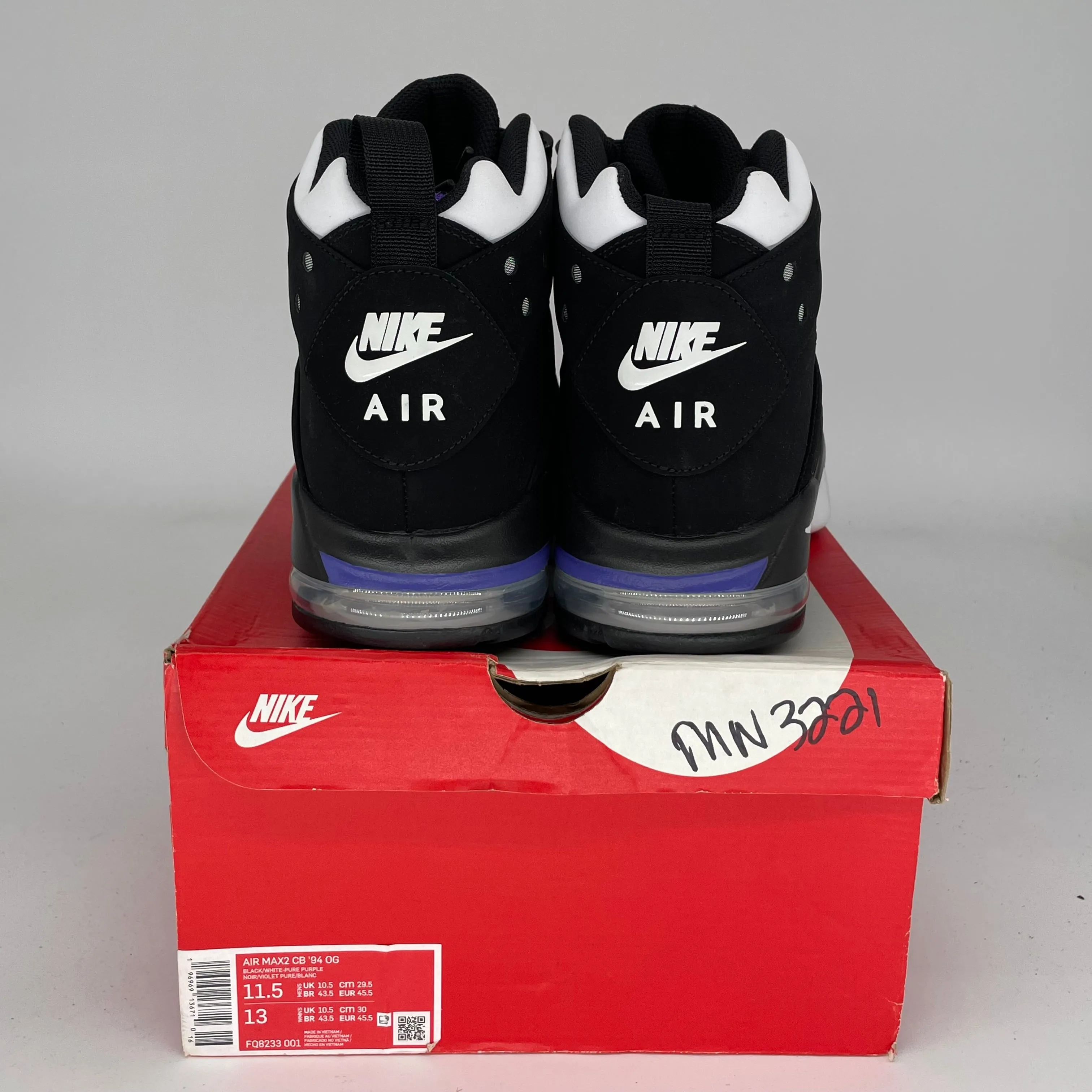 NIKE AIR MAX 2 CB 94 BLACK WHITE PURPLE SIZE 11.5 FQ8233-001