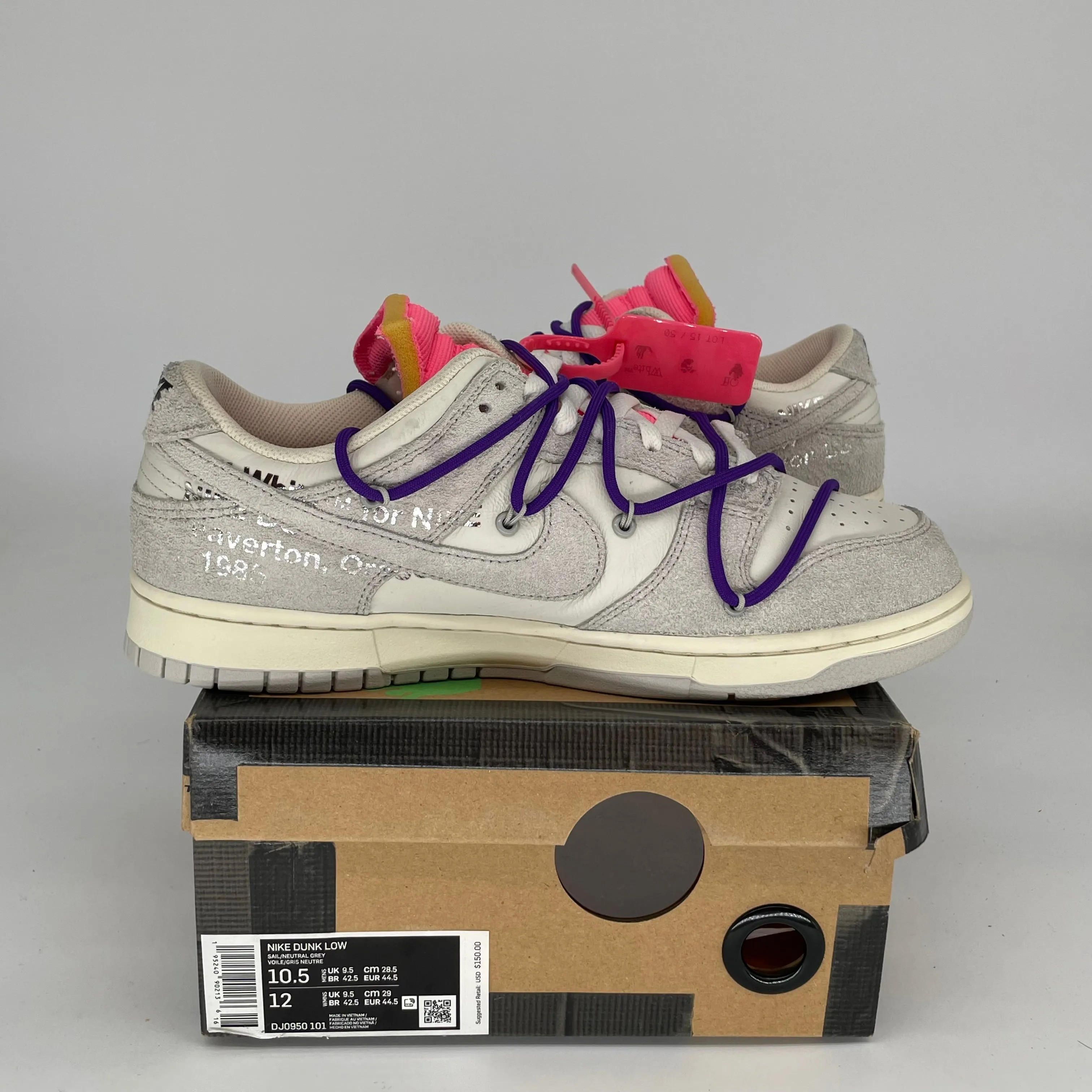 NIKE DUNK LOW OFF WHITE LOT 15 SIZE 10.5 DJ0950-101