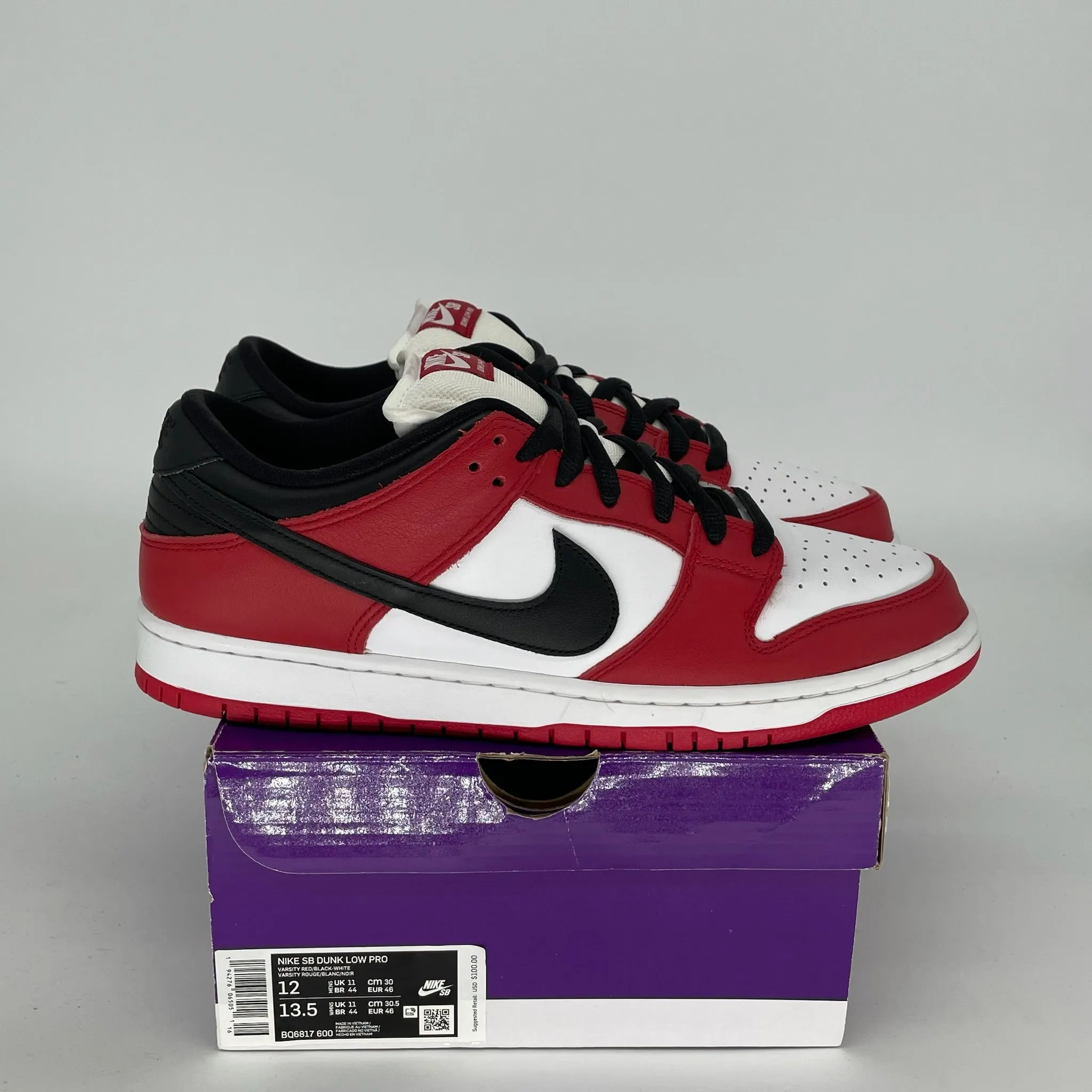 NIKE SB DUNK LOW J-PACK CHICAGO SIZE 12 BQ6817-600