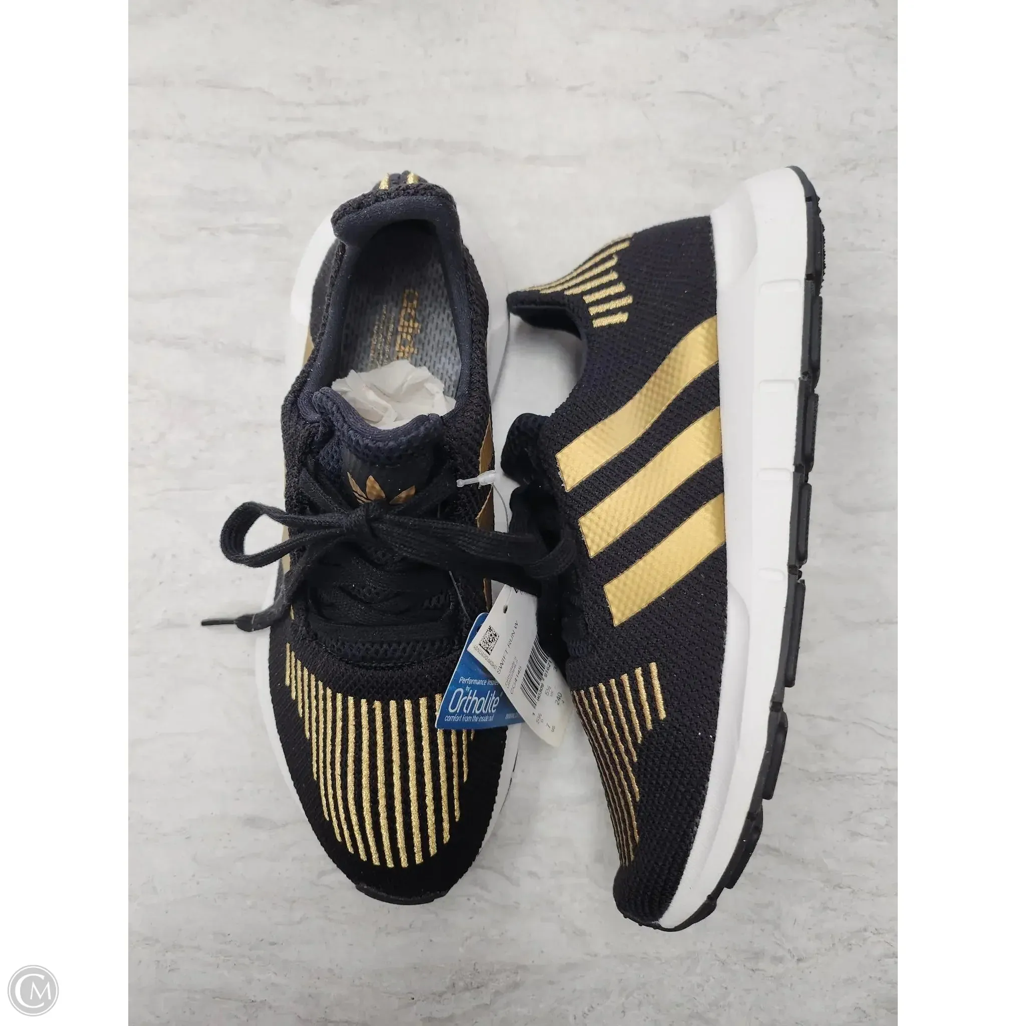 Shoes Athletic By Adidas In Black & Gold, Size: 7 adidas